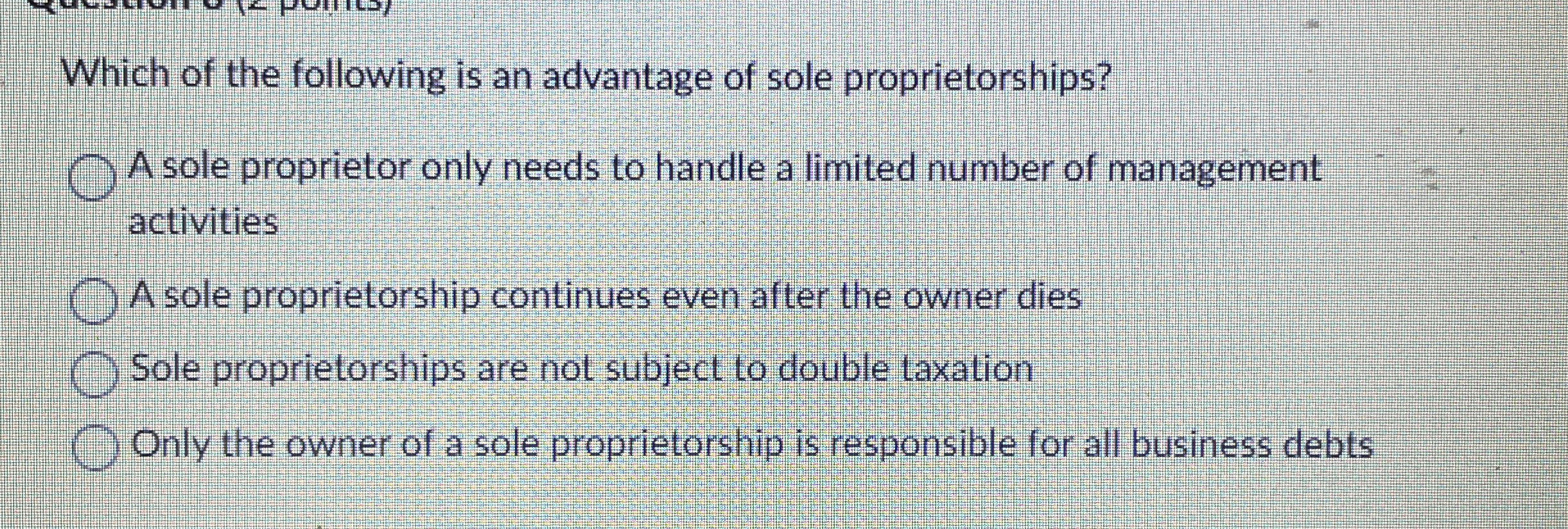 Which of the following is an advantage of sole