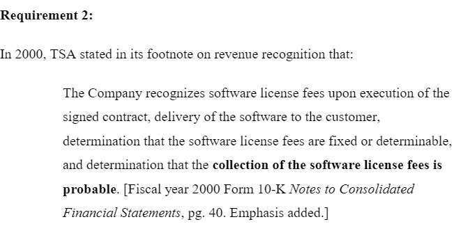 Requirement 2: In 2000, TBA stated in its