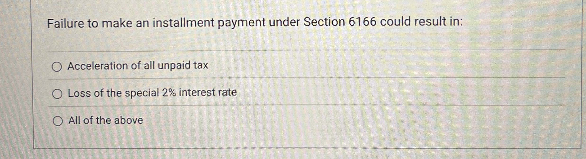 Failure to make an installment payment under