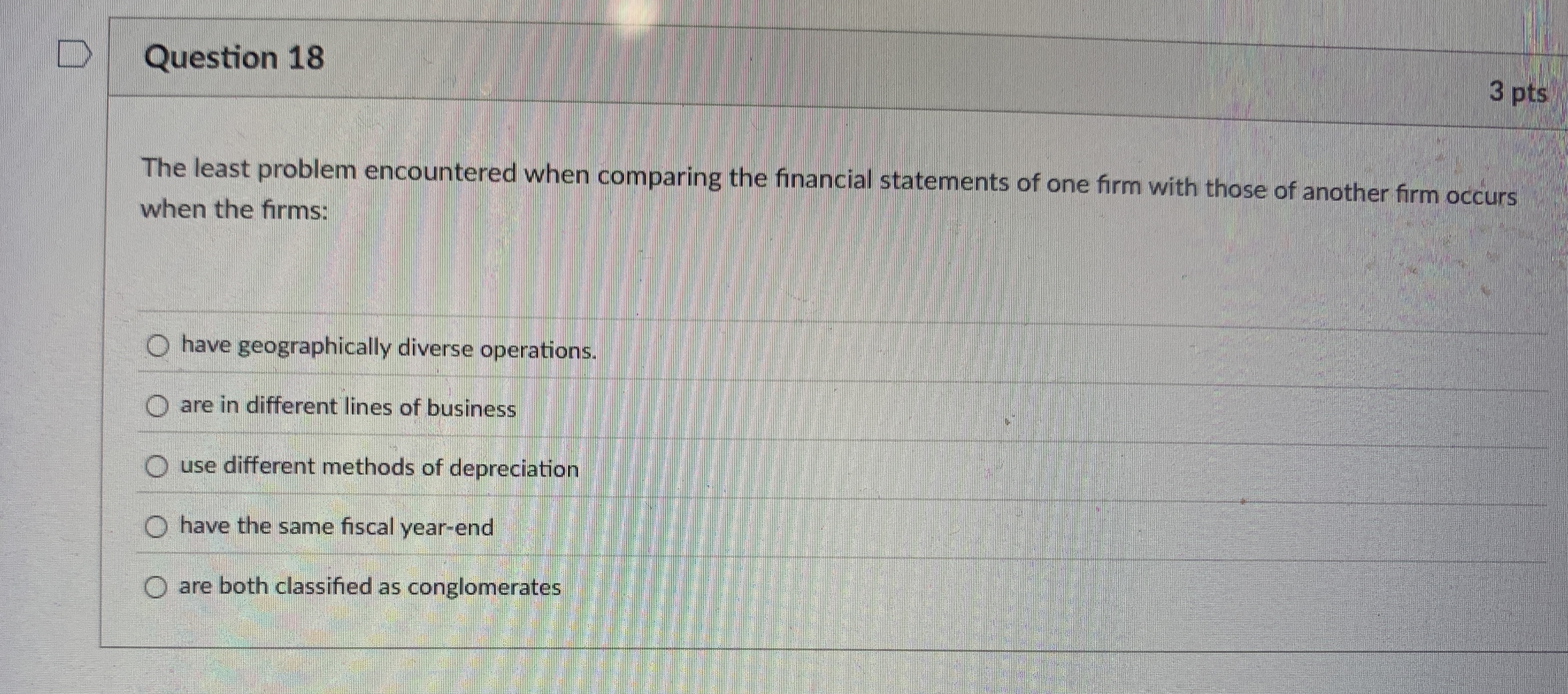 Question 1 8 3 pts The least problem encountered