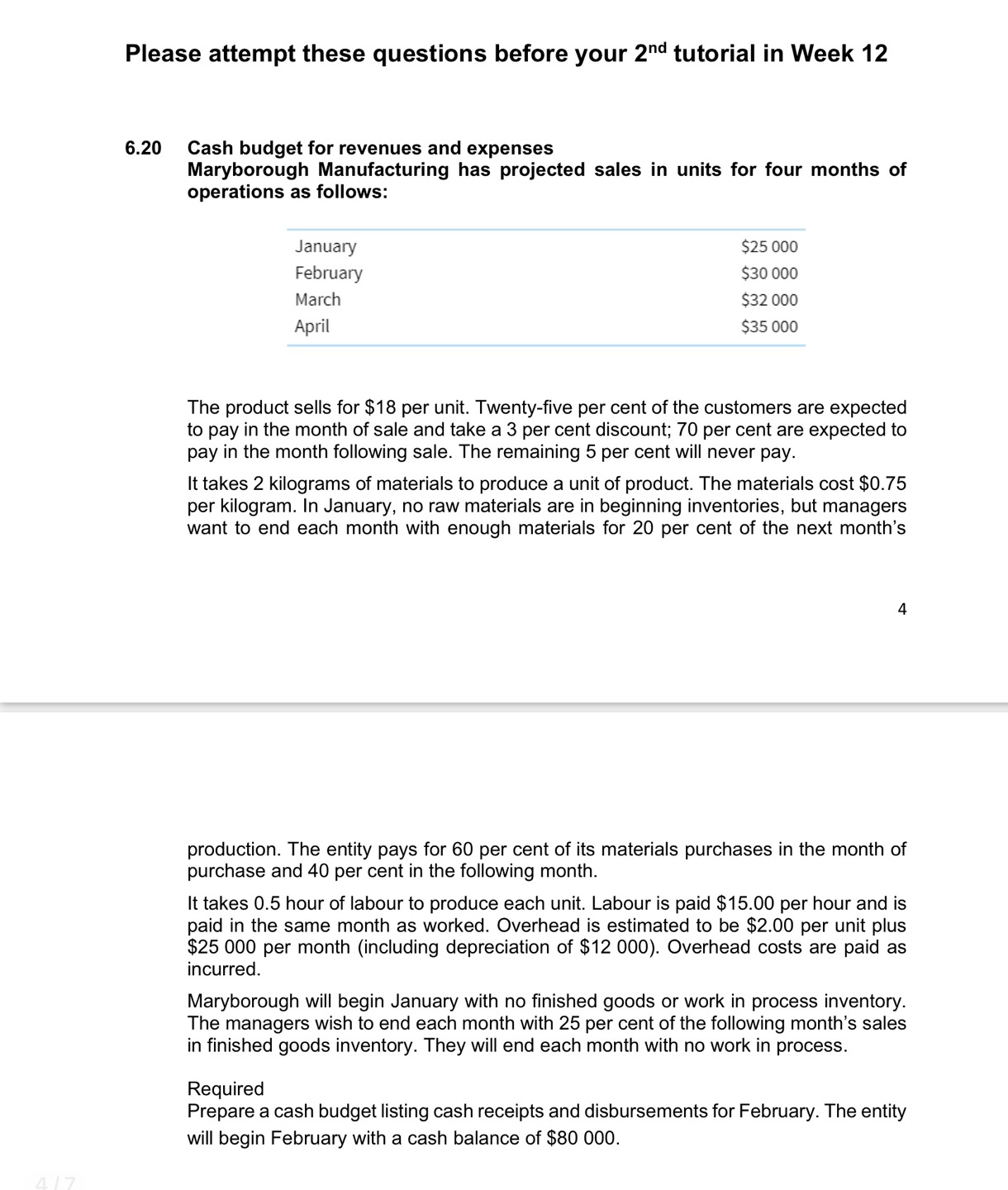 Please attempt these questions before your 2"\"1