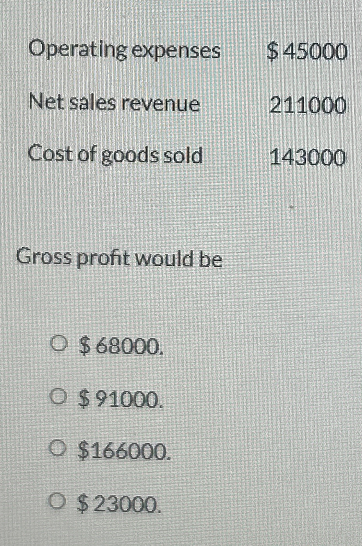 [ Operating expenses , $ 4 5 0 0 0 ] , [ Net