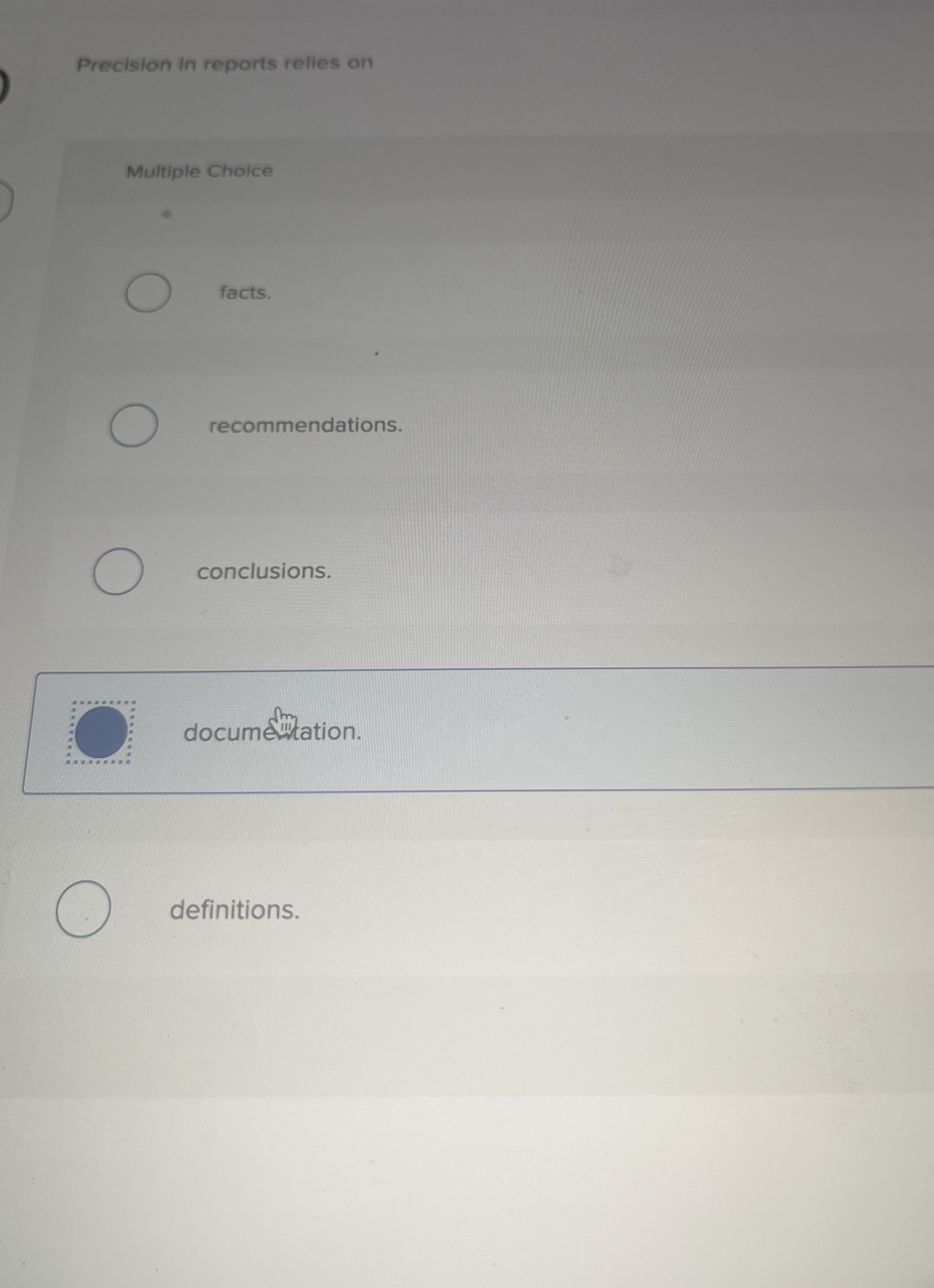 Precision in reports relles on Multiple Choice