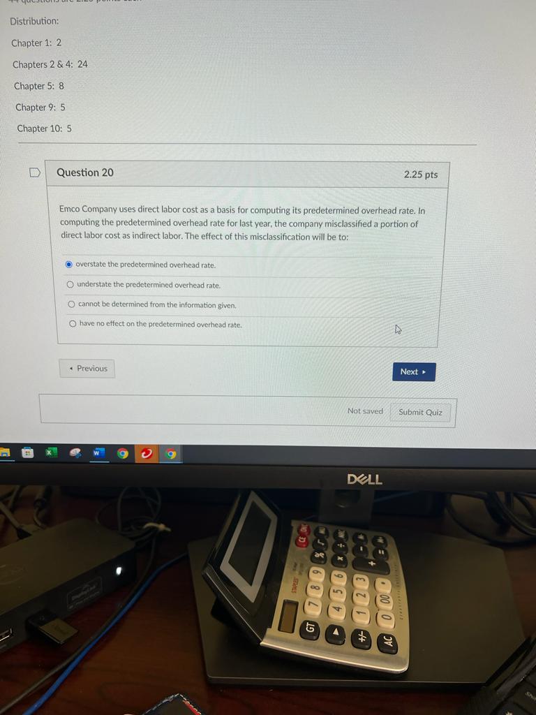 Distribution: Chapter 1: 2 Chapters 2 & 4: 24