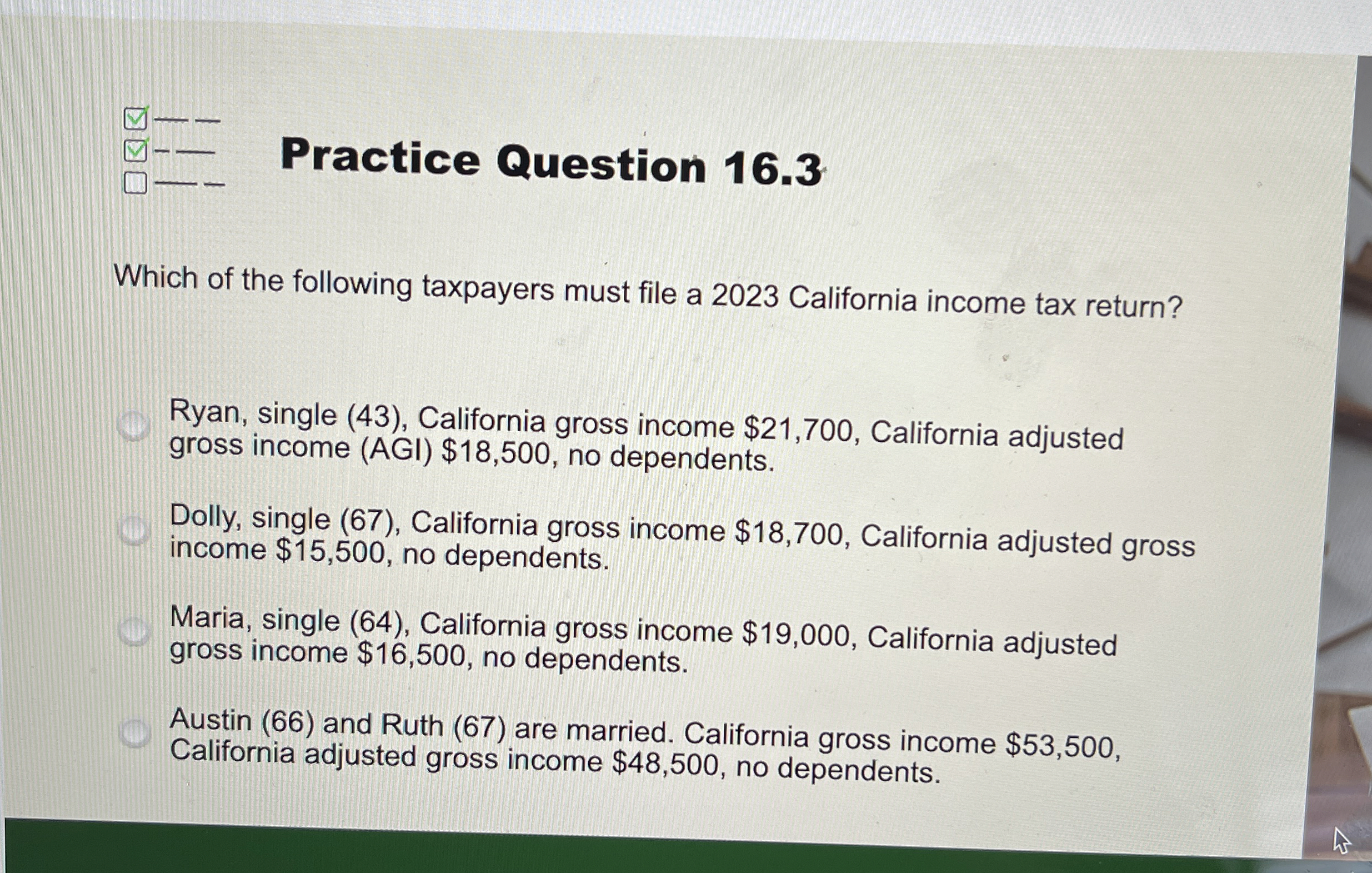 4 q , q , Practice Question 1 6 . 3 Which of the