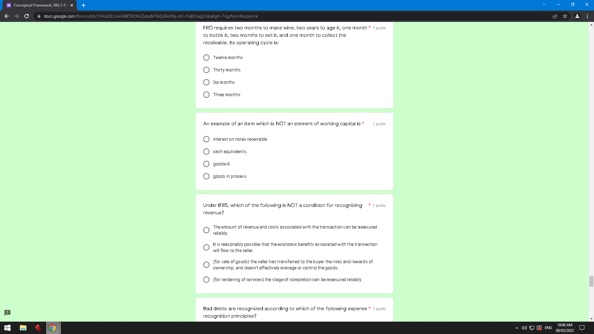 Conceptual Framework, PAS 1-Fir V X