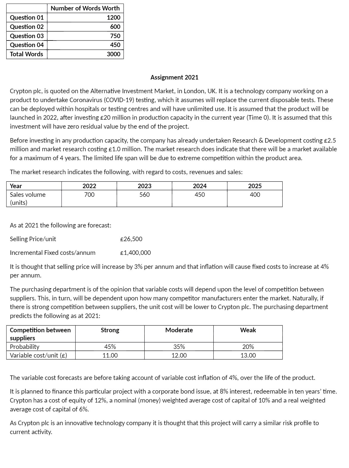 Number of Words Worth Question 01 Question 02