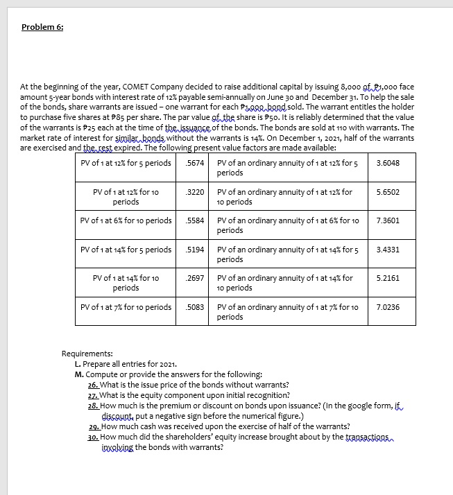 kindly help me answer this question Problem 6: At