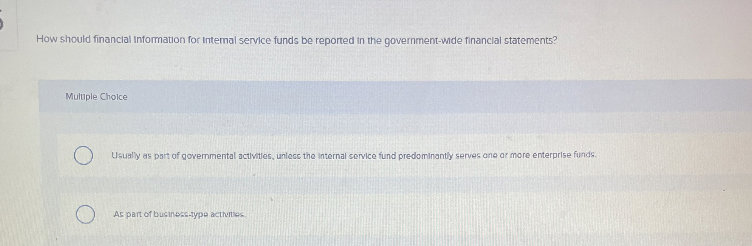 How should financial Information for internal