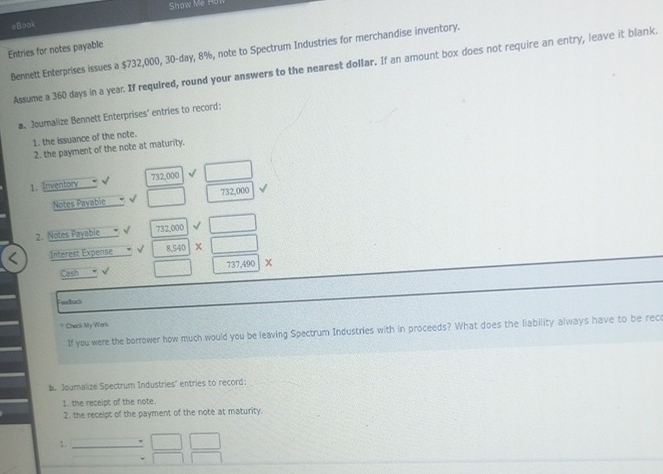 Entries for notes payable Bennett Enterprises