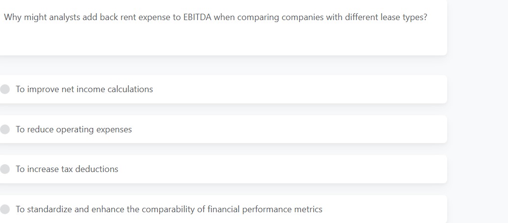 Why might analysts add back rent expense to