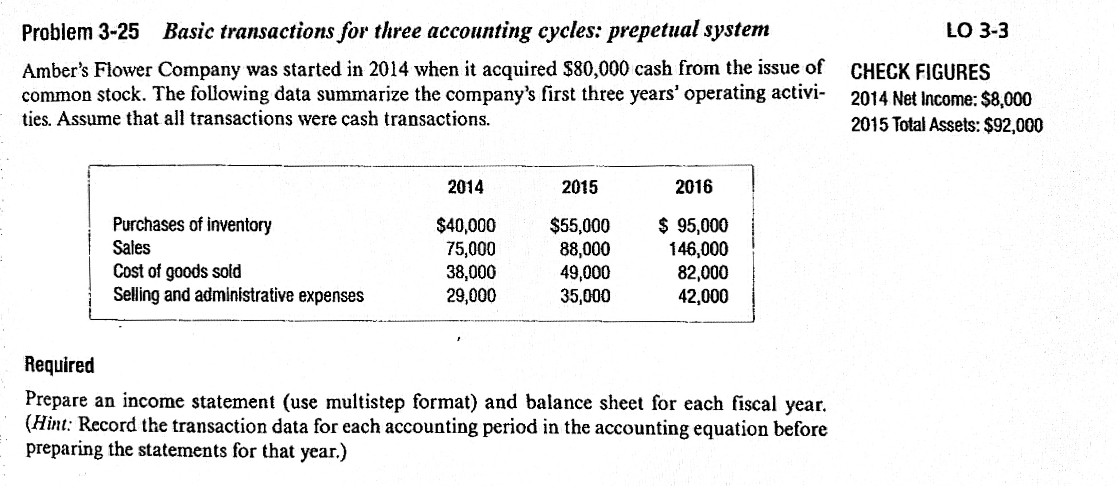 Problem 3-25 Basic transactions for three