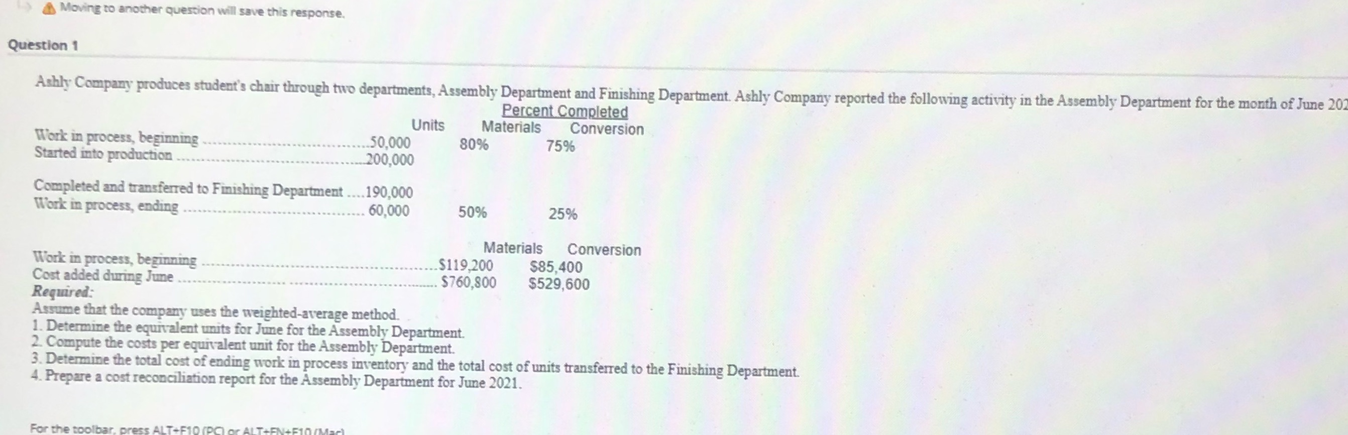 Moving to another question will save this