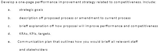 Develop a one-page performance improvement