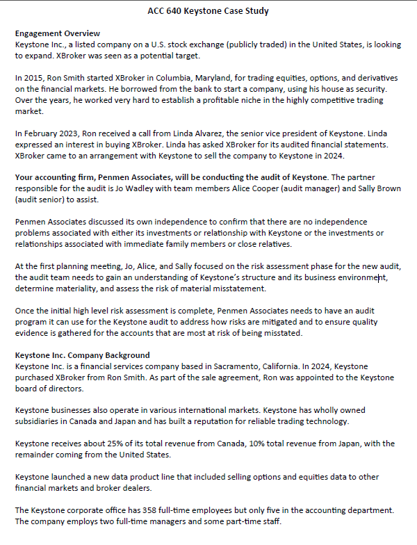 Review the Keystone case study and the client