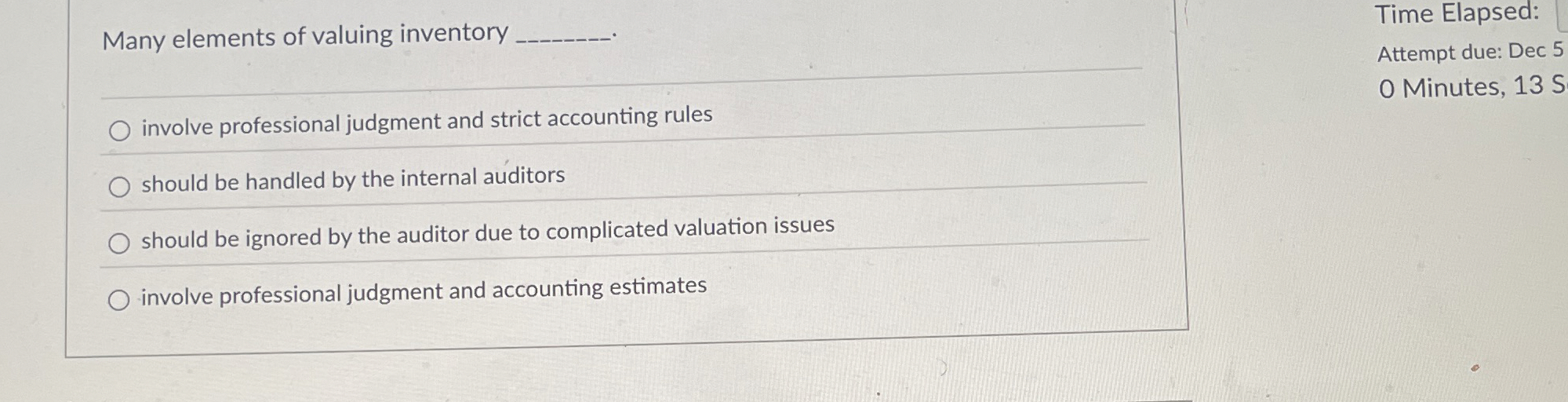 Many elements of valuing inventory q , q ,