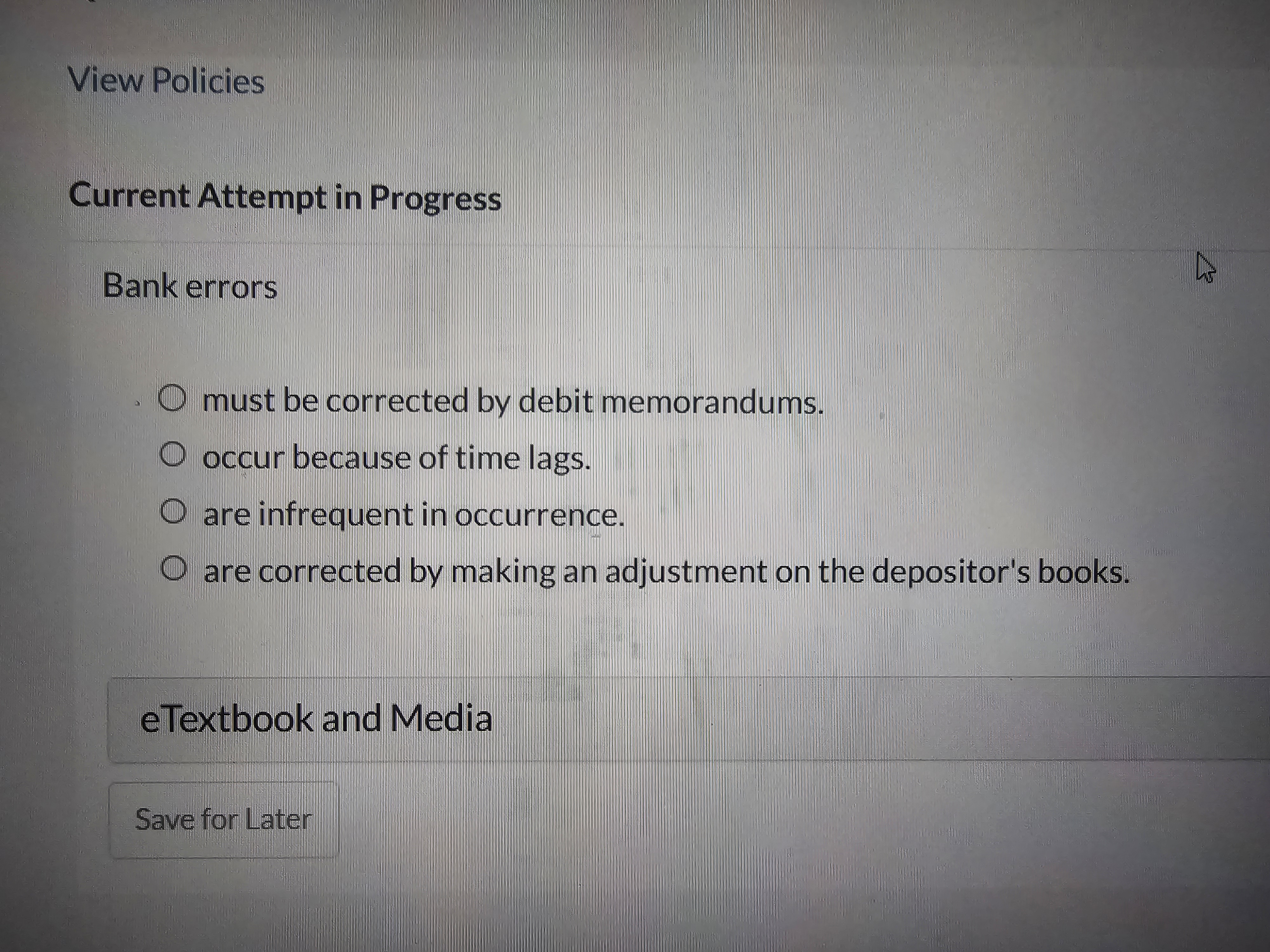 View Policies Current Attempt in Progress Bank