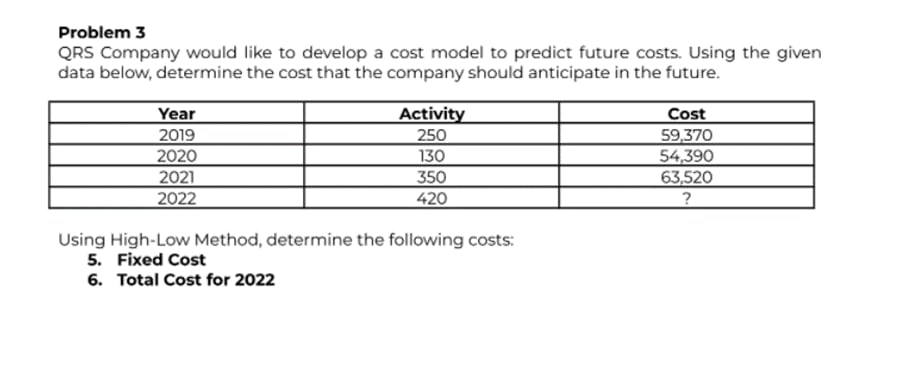 Problem 3 QRS Company would like to develop a