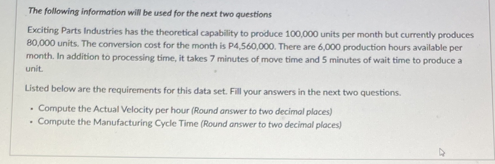 The following information will be used for the