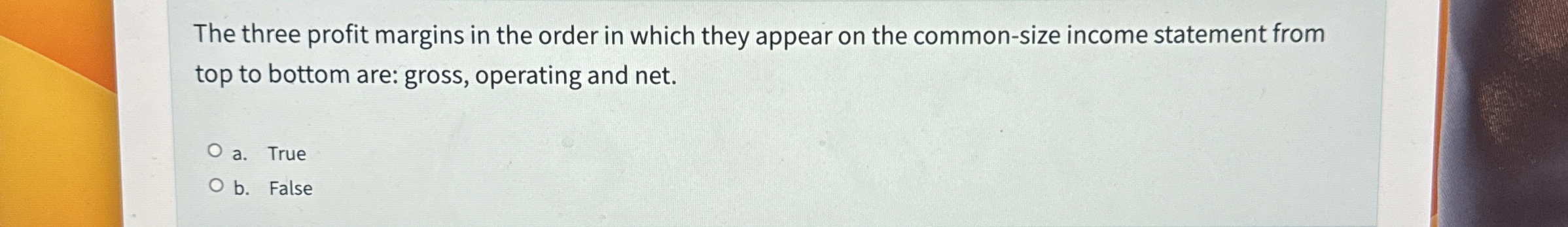 The three profit margins in the order in which