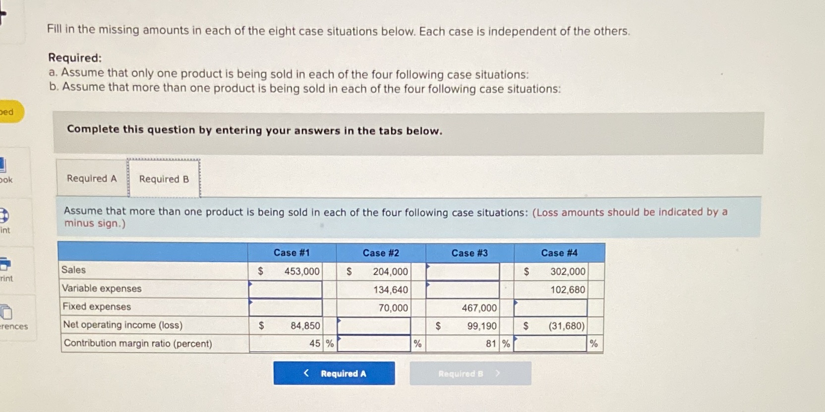 Please use a similar table to answer the