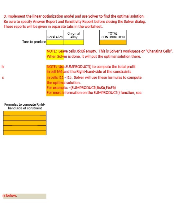 3. Implement the linear optimization model and