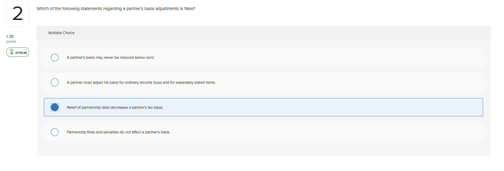 Which of the following statements regarding a