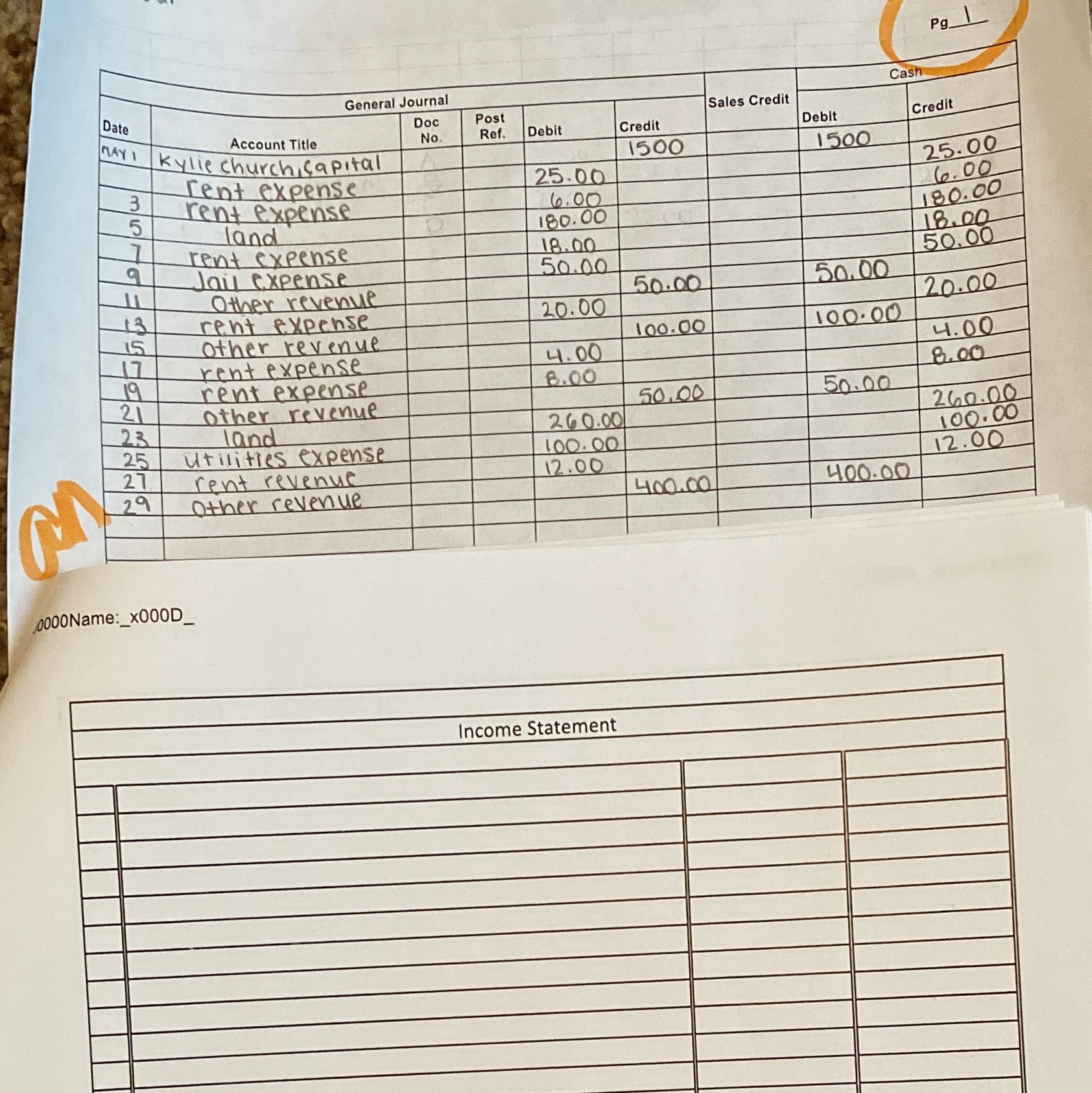 I need help completing the income statement pg_