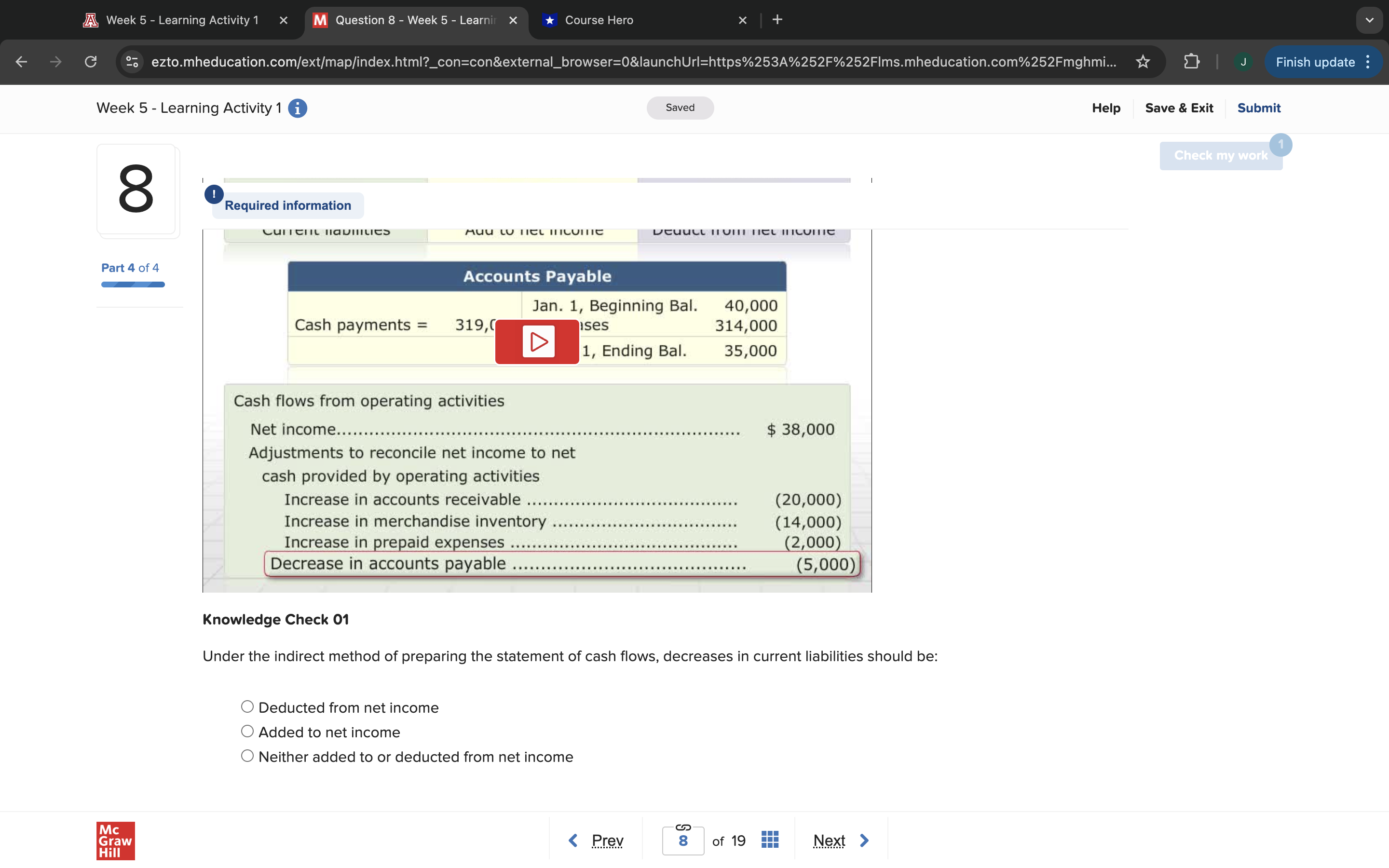 A Week 5 - Learning Activity 1 X M Question 8 -
