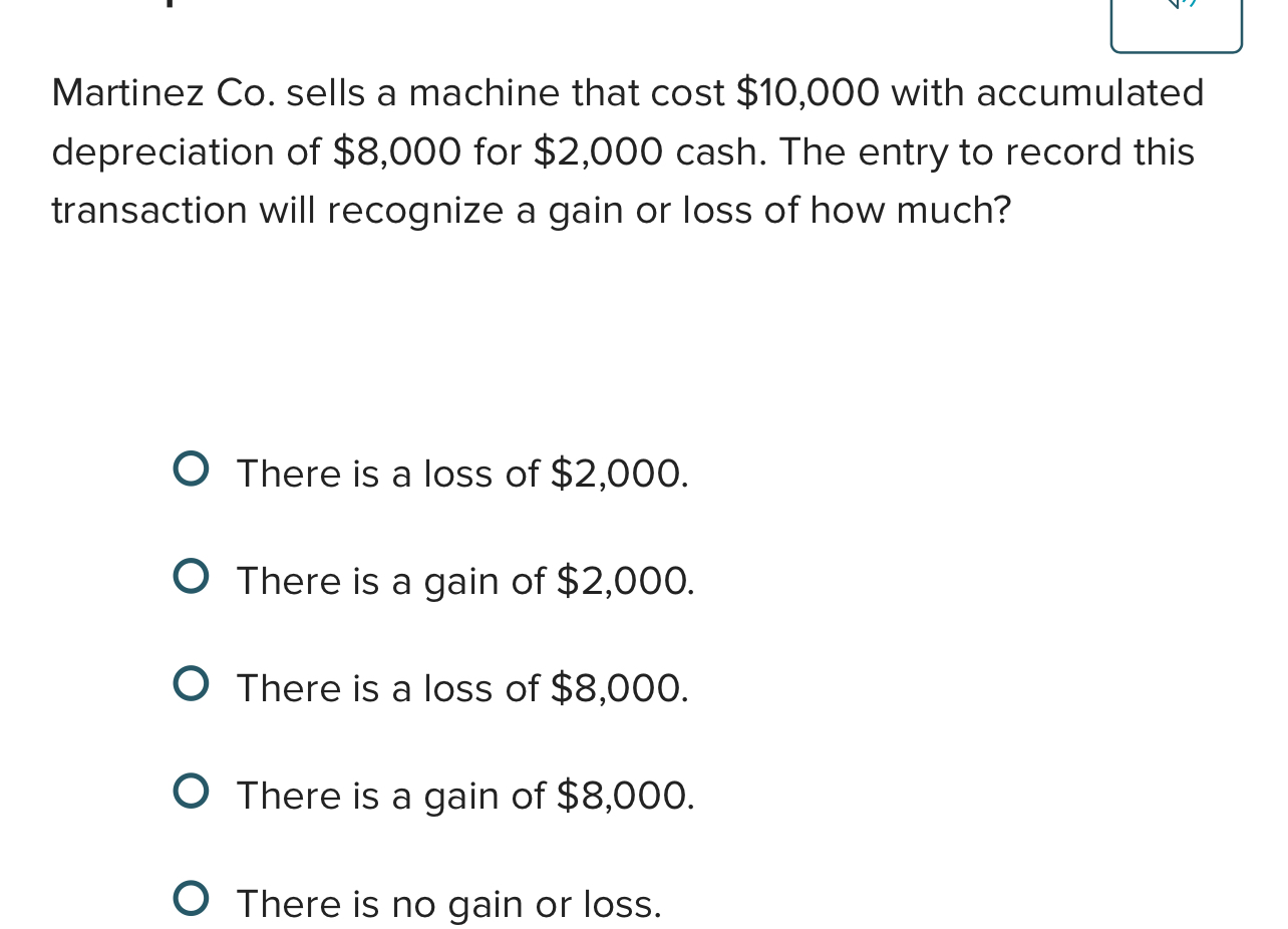 Martinez Co . sells a machine that cost $ 1 0 , 0