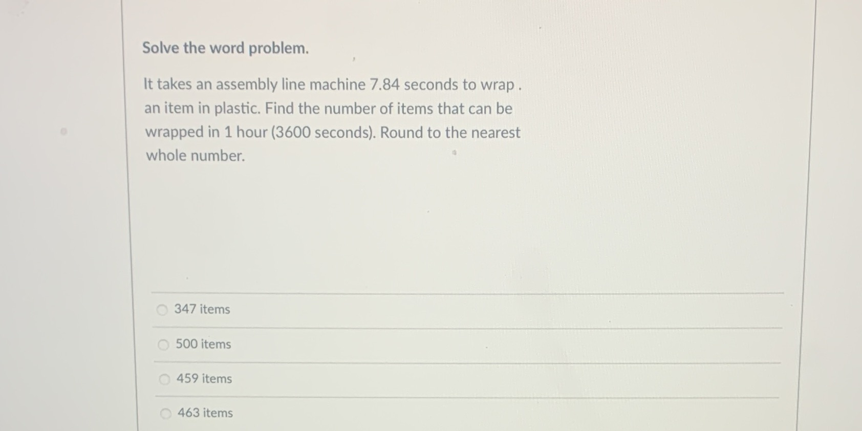 The answer isn't 463. Please help!! Solve the