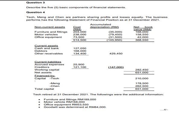 Question 3 Describe the five (5) basic components