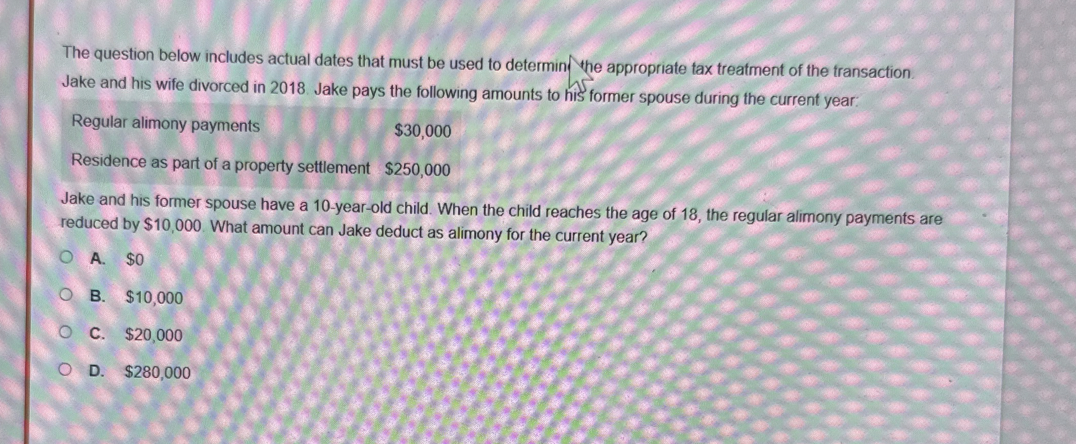 The question below includes actual dates that