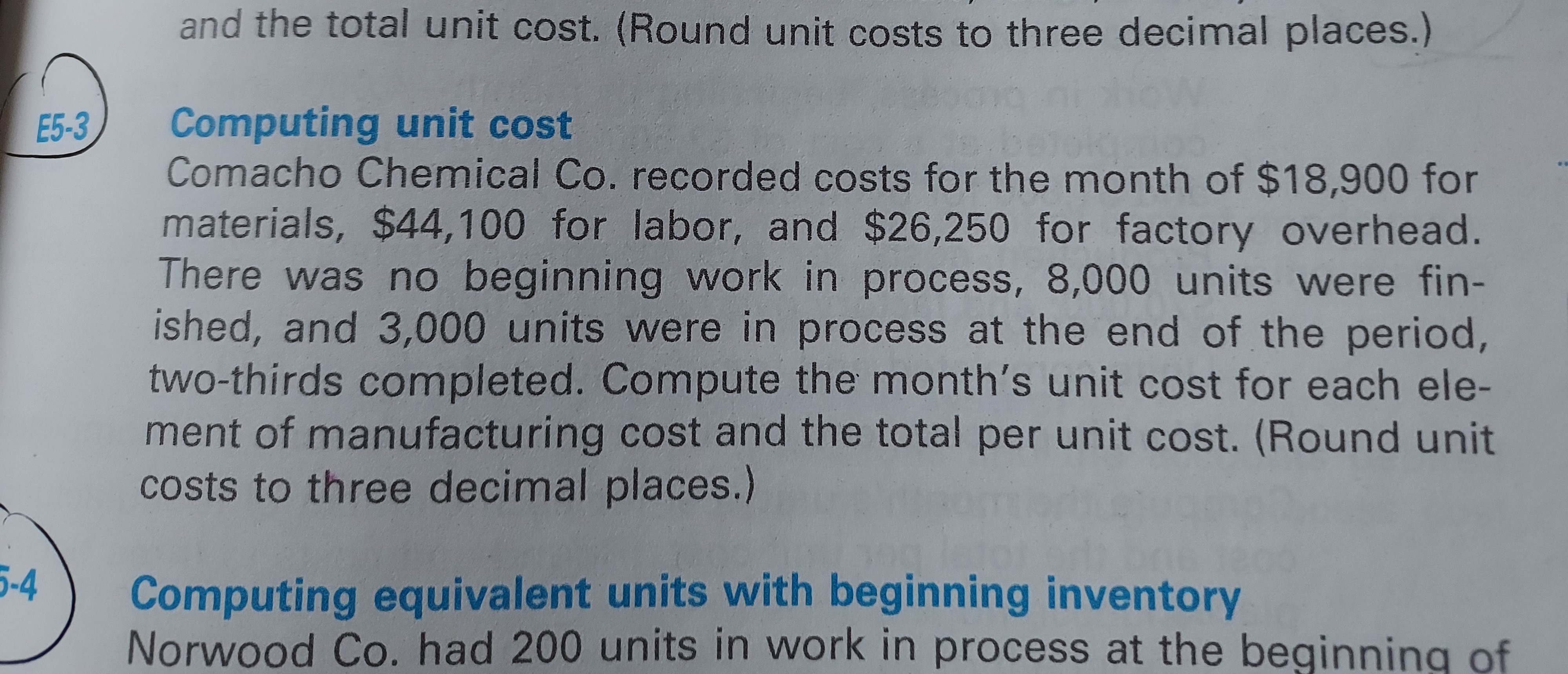 and the total unit cost. (Round unit costs to