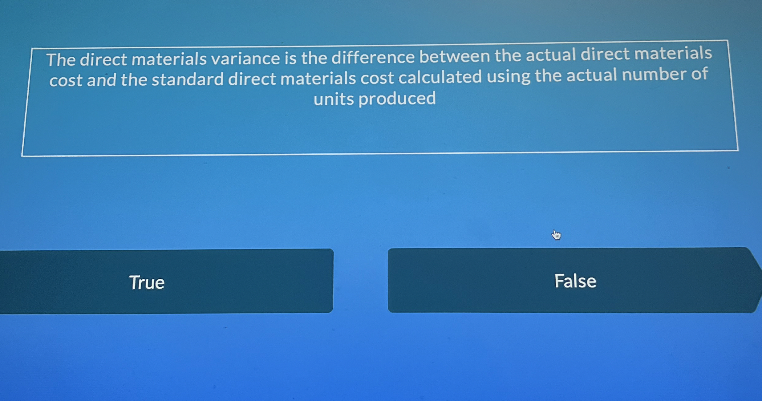 The direct materials variance is the difference