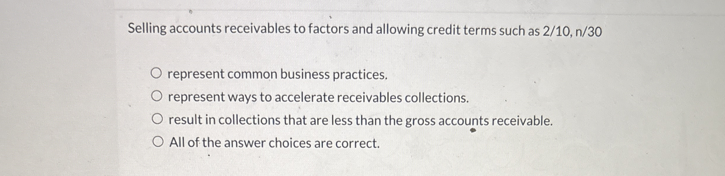 Selling accounts receivables to factors and