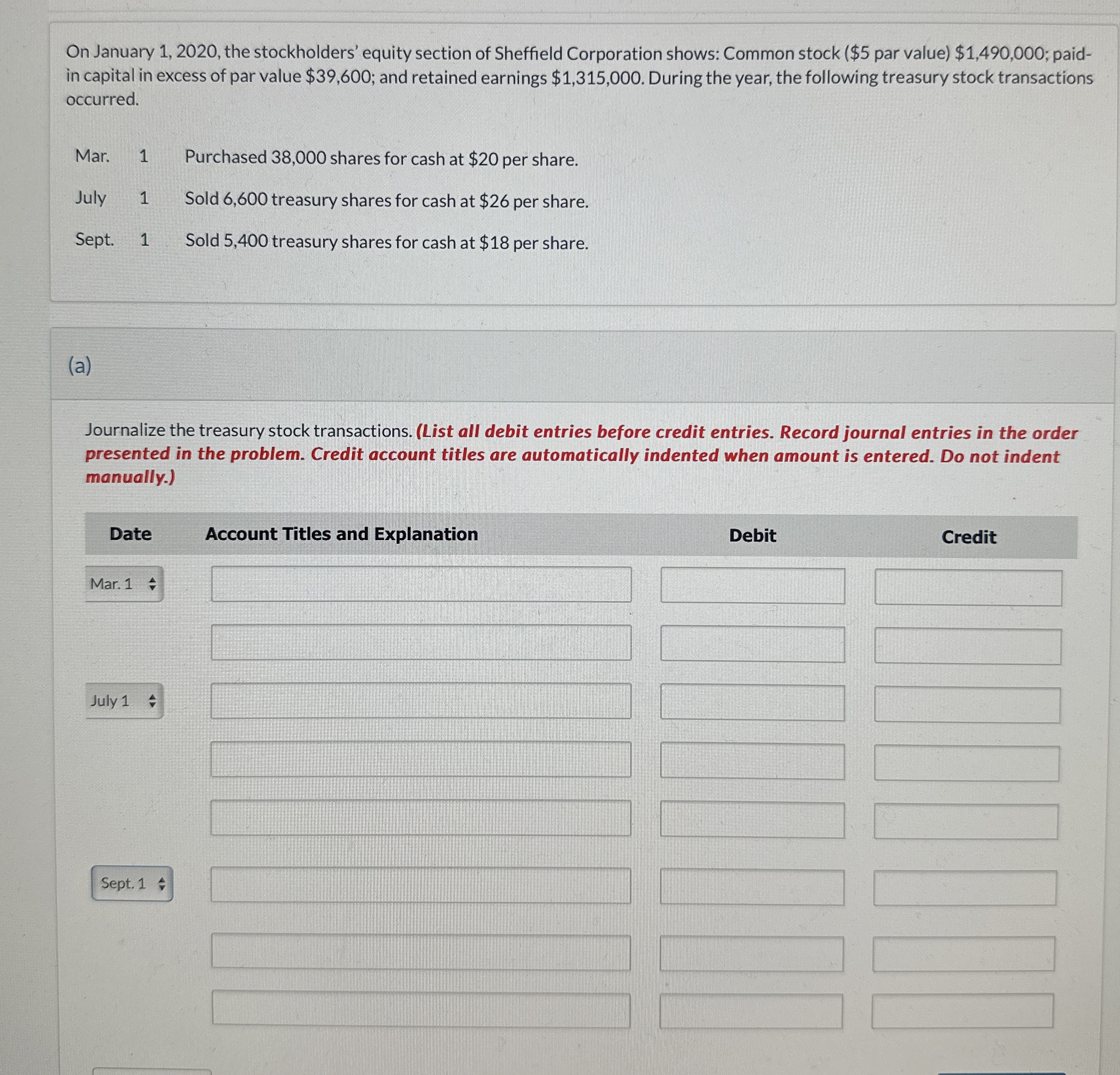 On January 1 , 2 0 2 0 , the stockholders' equity