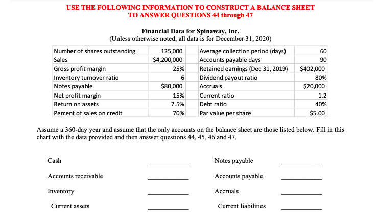 please help USE THE FOLLOWING INFORMATION TO