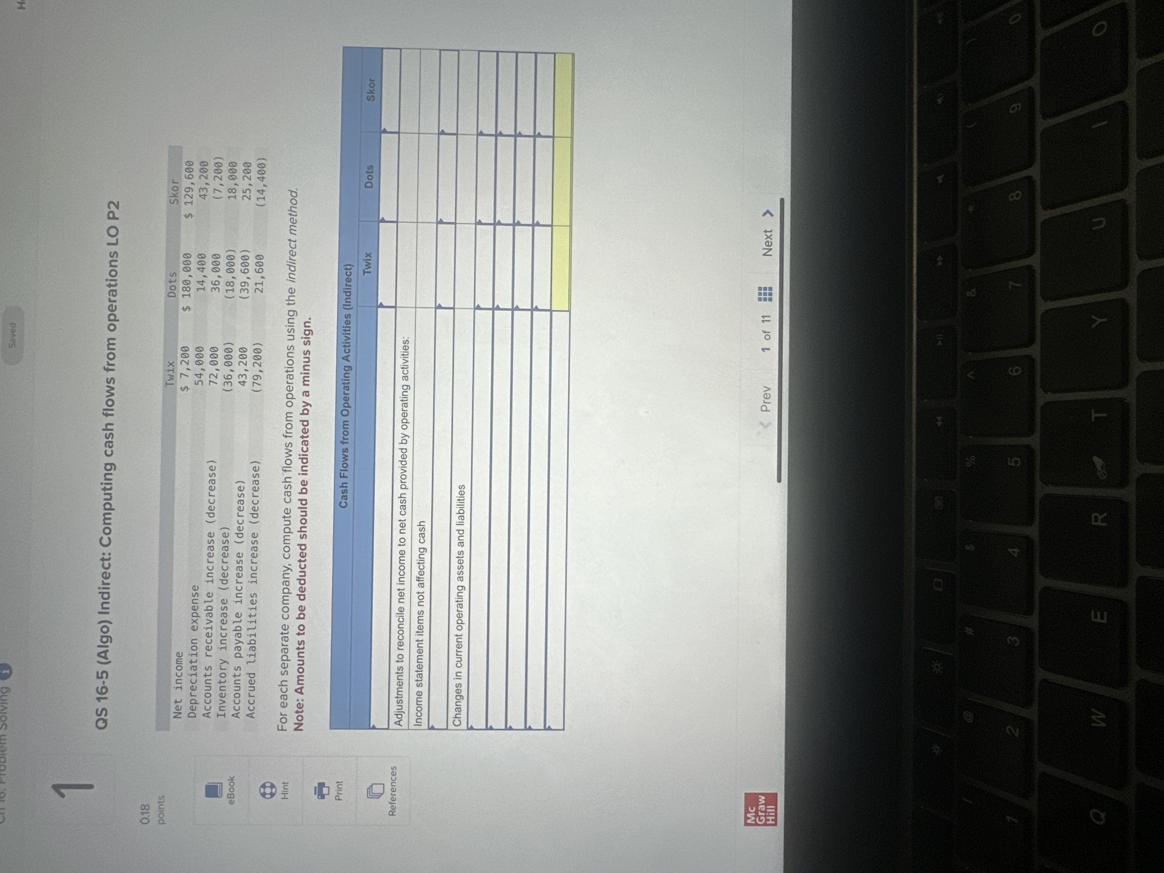 Saved QS 16-5 (Algo) Indirect: Computing cash