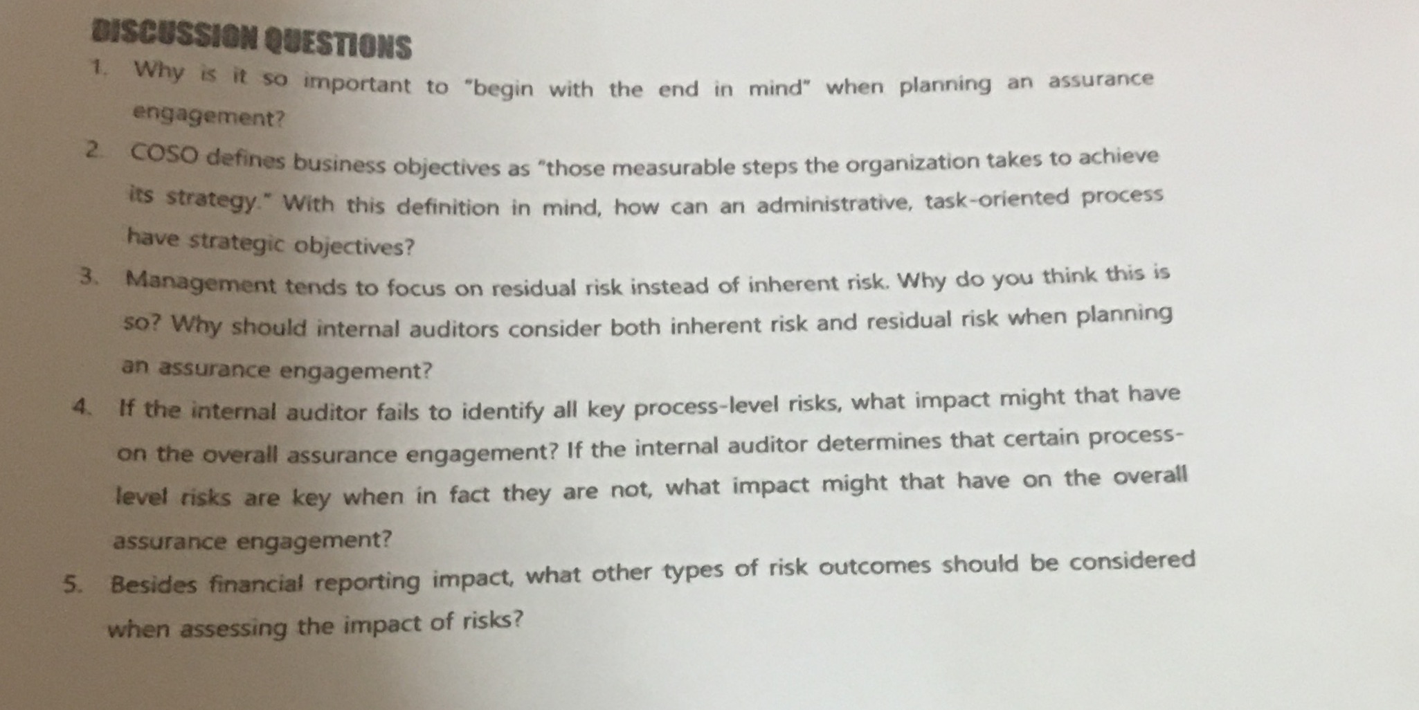 DISCUSSION QUESTIONS 1. Why is it so important to