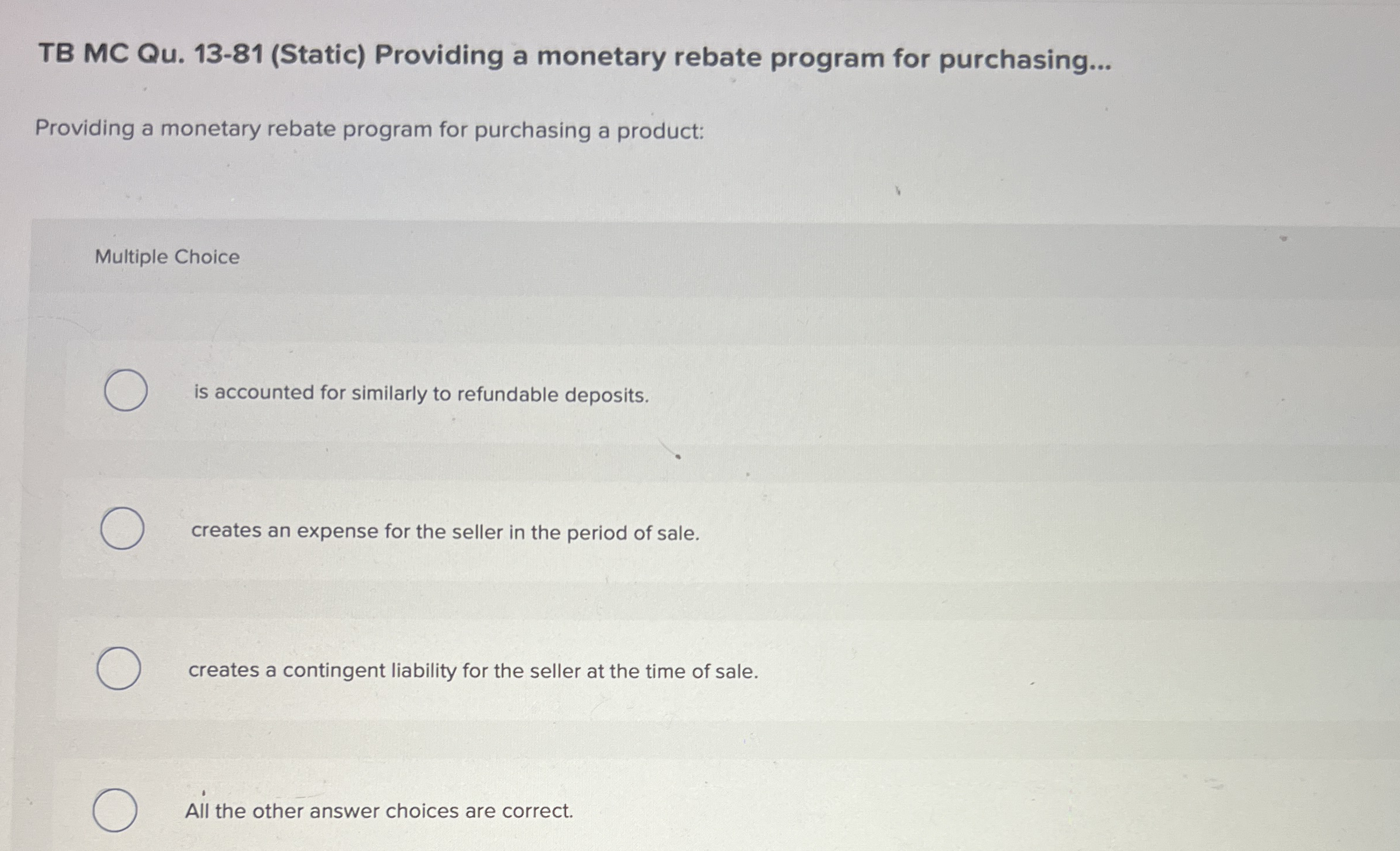 TB MC Qu . 1 3 - 8 1 ( Static ) Providing a