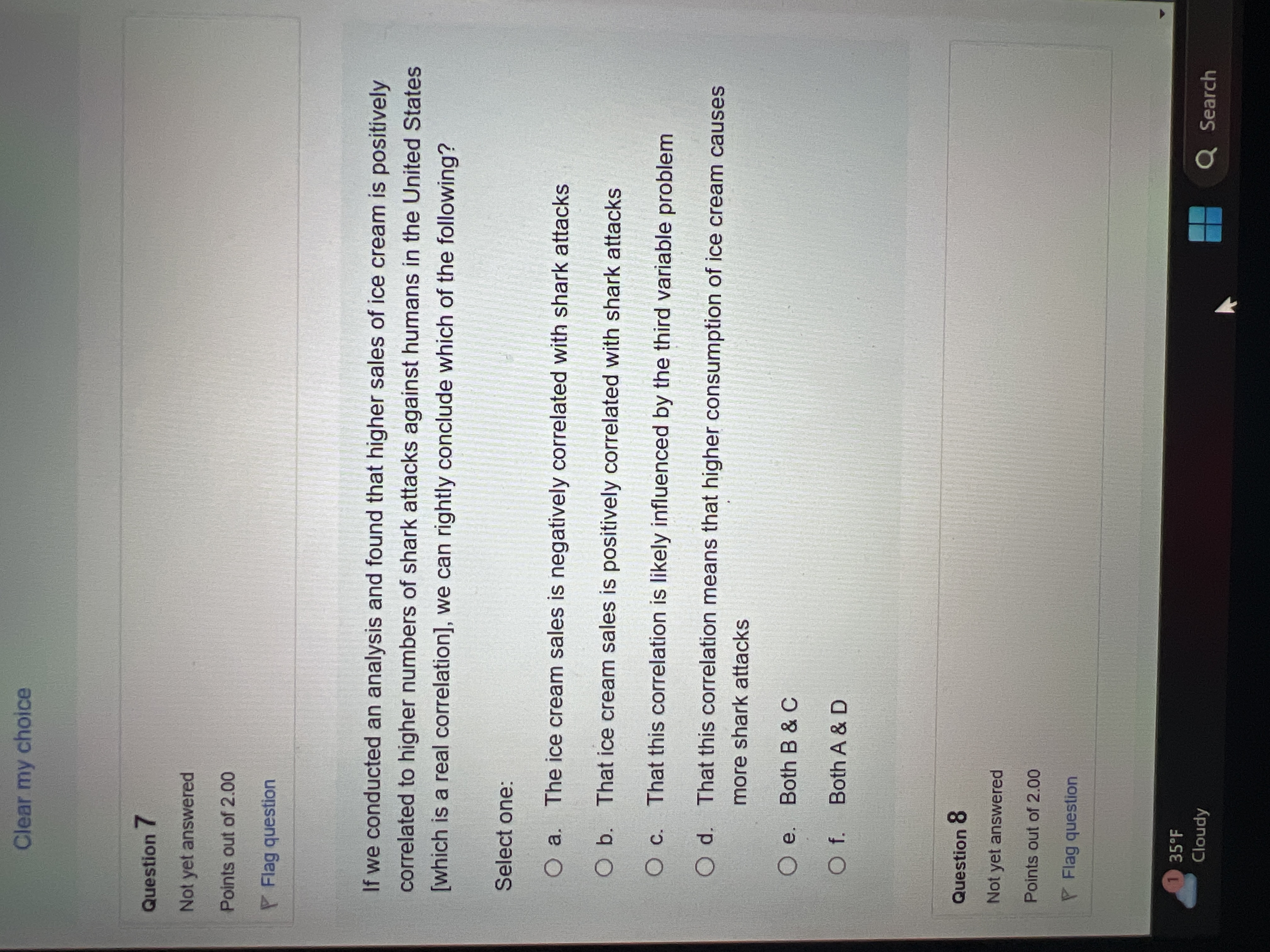 Answer this please Clear my choice Question 7 Not