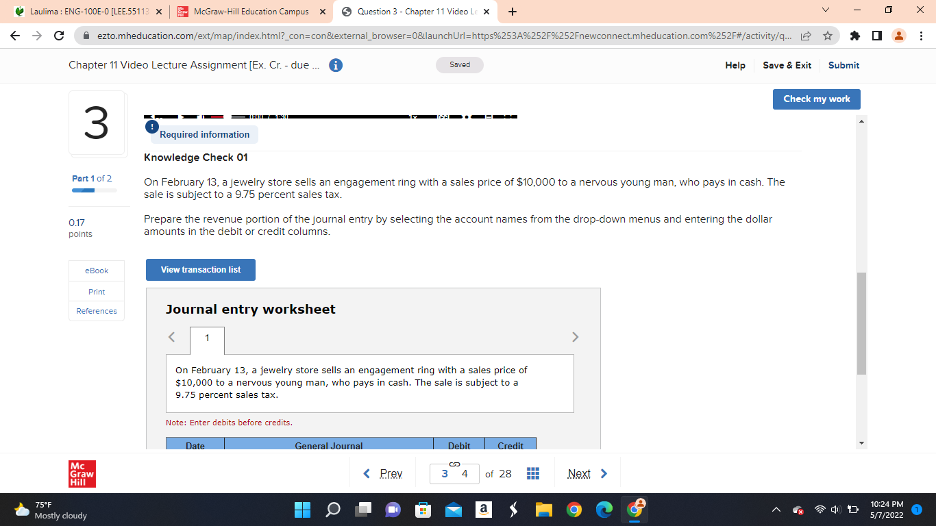 Laulima : ENG-100E-O [LEE.55113 x McGraw-Hill