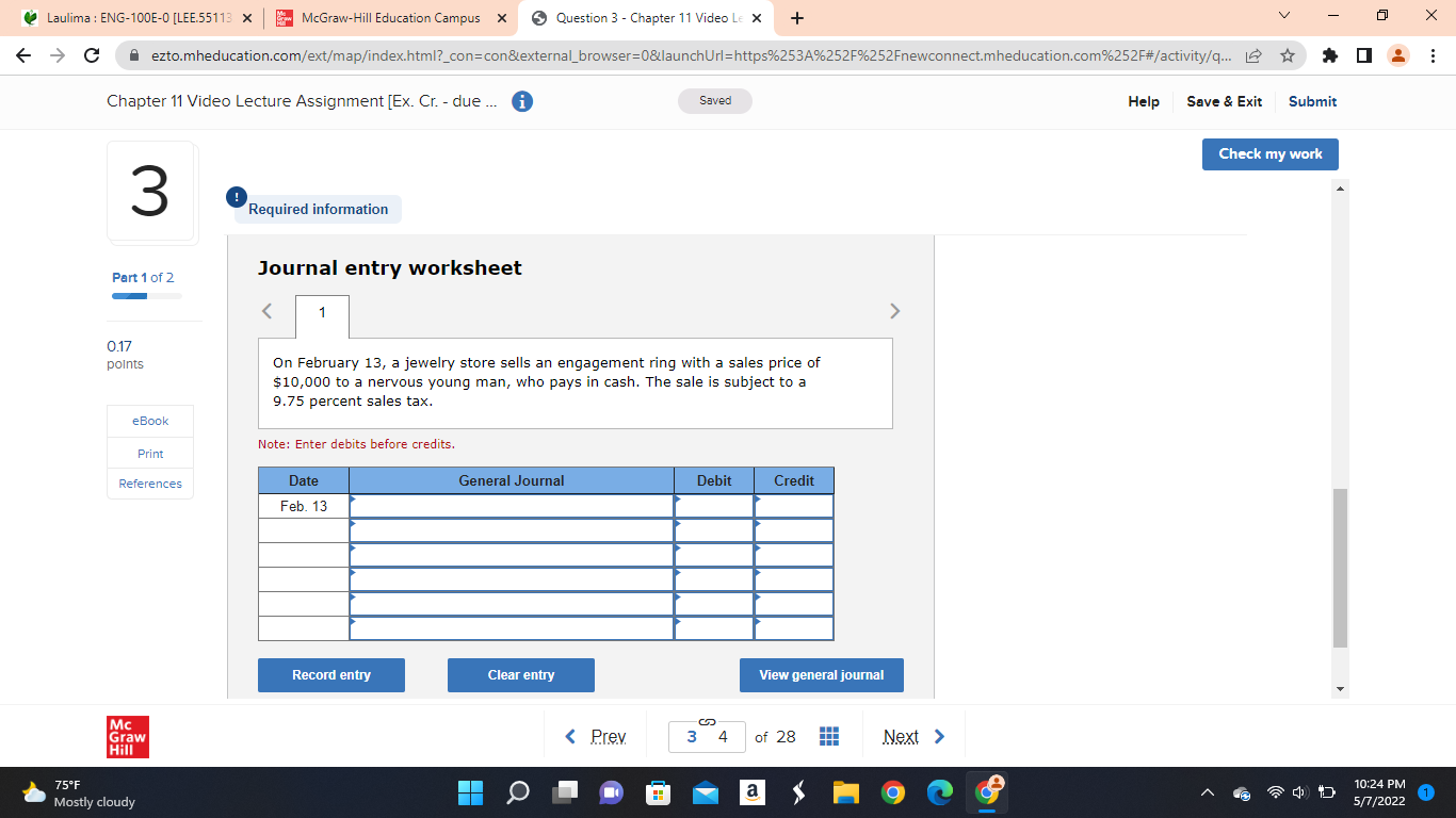 Laulima : ENG-100E-O [LEE.55113 x McGraw-Hill