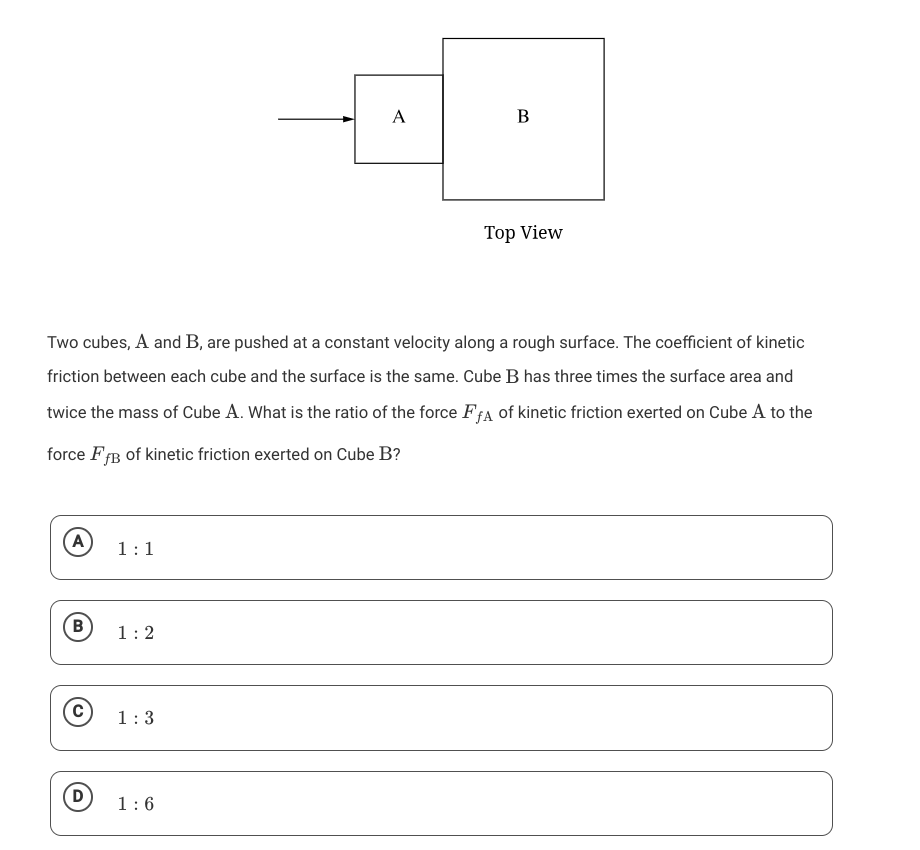 answer this Top View Two cubes, A and B, are