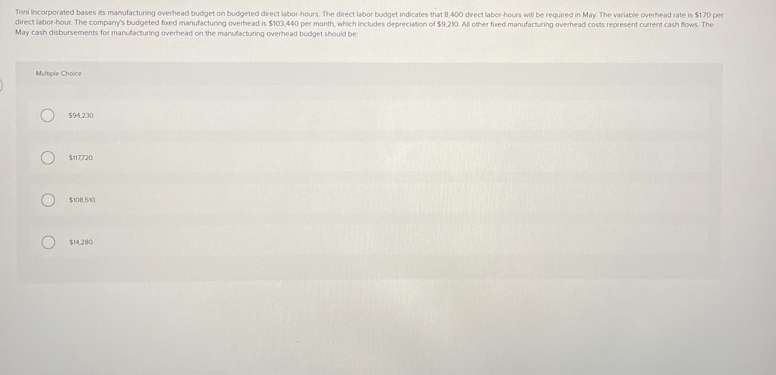 May cash disbursements for manufacturing overhead