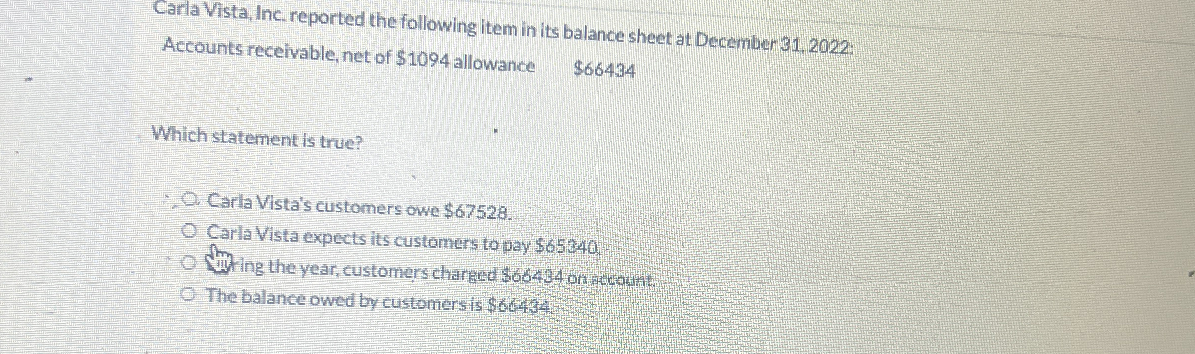 Carla Vista, Inc., reported the following item in