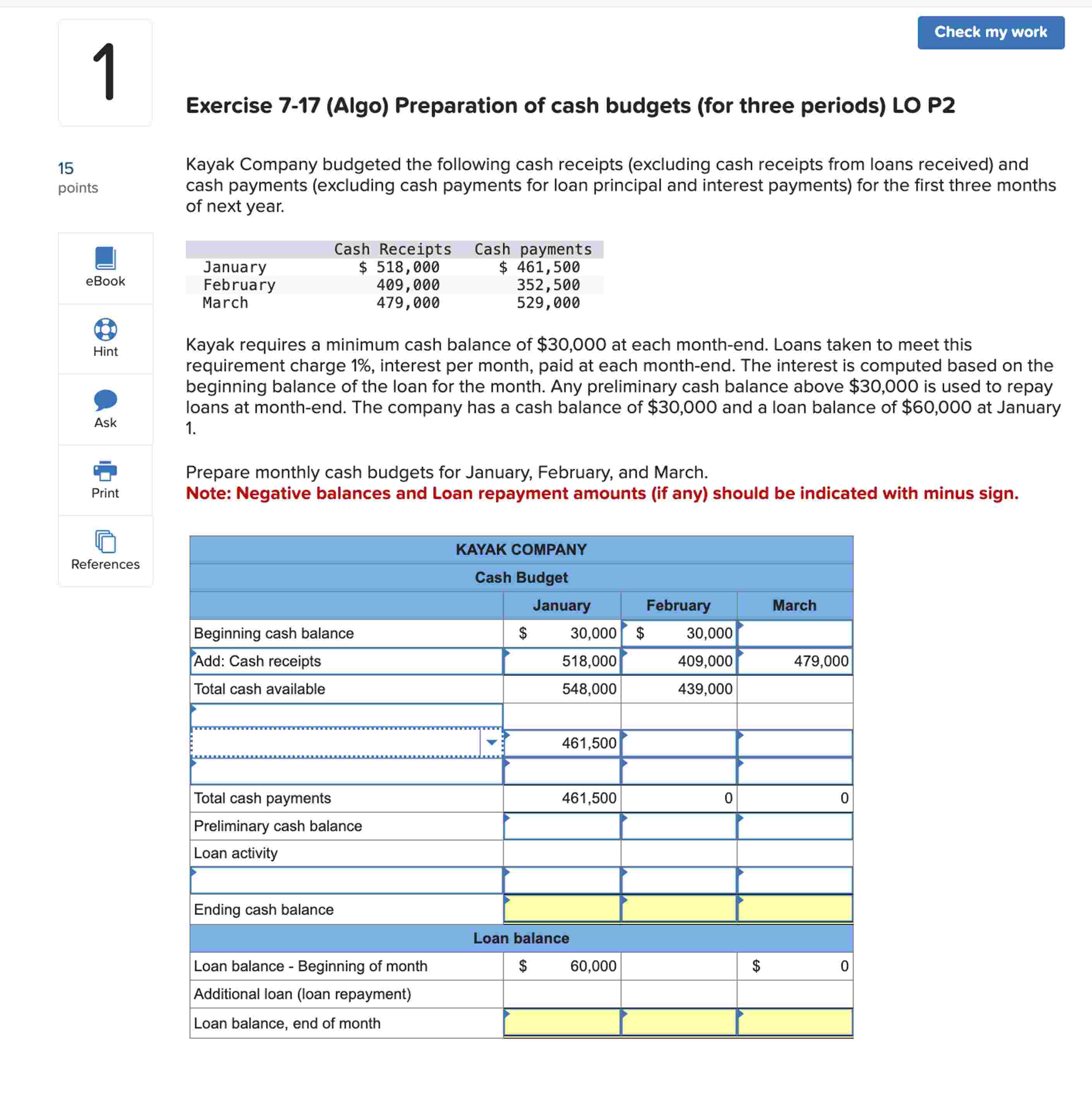 Exercise 7 - 1 7 ( Algo ) Preparation of cash