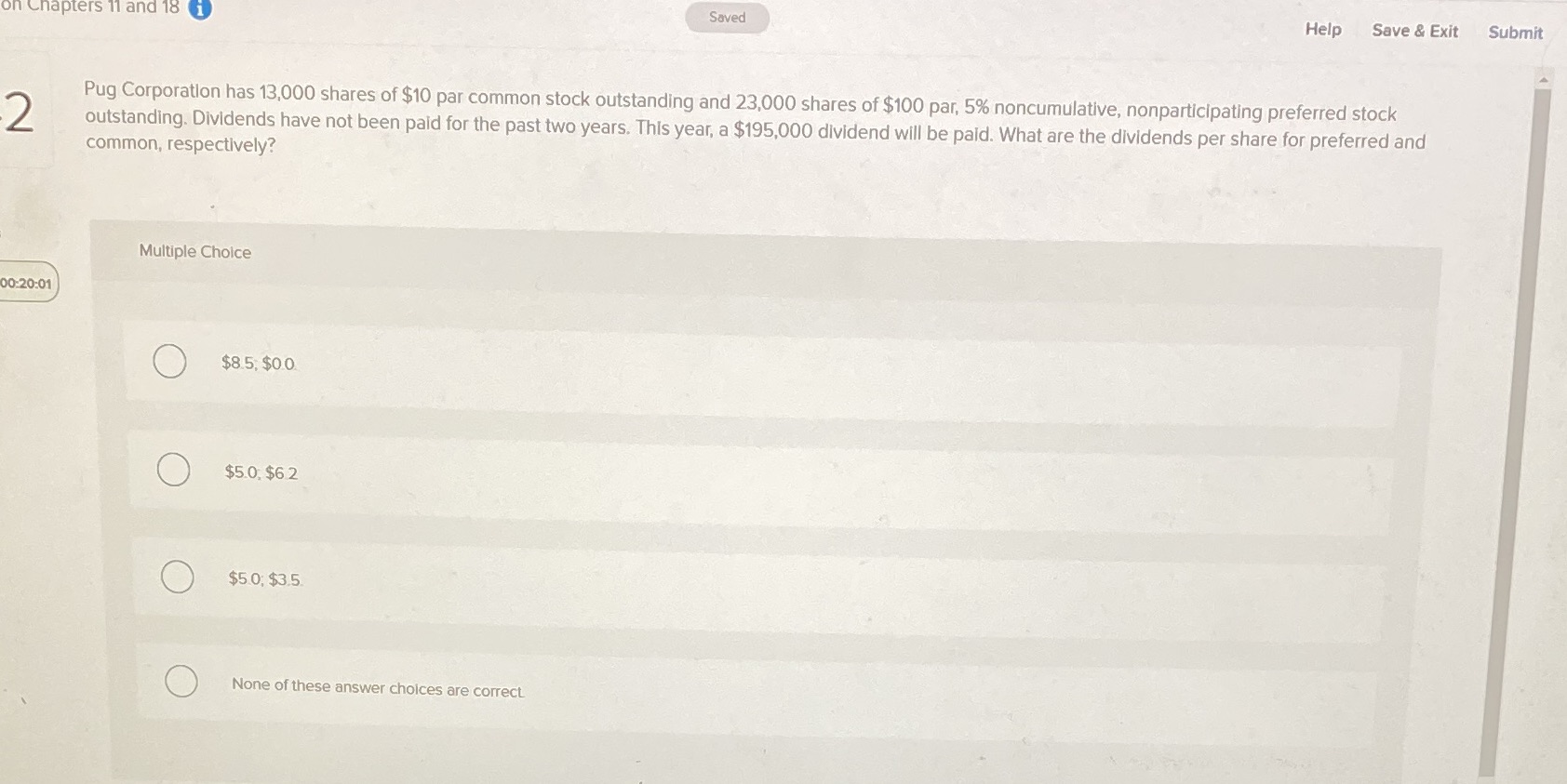 on Chapters 11 and 18 i Saved Help Save & Exit