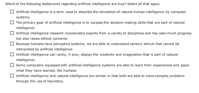 Which statement is true... In this assignment you